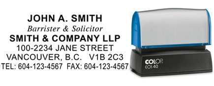 Custom Name & Address Stamp from BCstamp.com. Find all your legal stamp needs at bcstamp.com or BC Stamp Works.