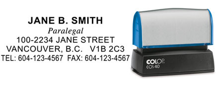 Custom Name & Address Stamp from BCstamp.com. Find all your legal stamp needs at bcstamp.com or BC Stamp Works.