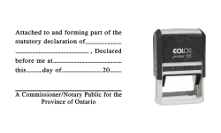 ON25-S - ON25S - "Attachment" Stamp for Declarations